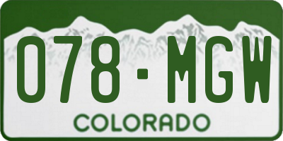 CO license plate 078MGW