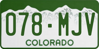 CO license plate 078MJV