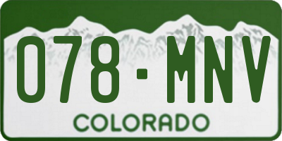 CO license plate 078MNV