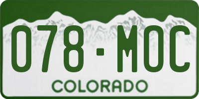 CO license plate 078MOC