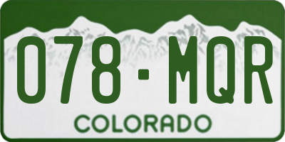 CO license plate 078MQR