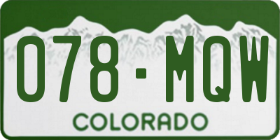 CO license plate 078MQW