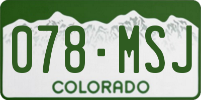 CO license plate 078MSJ
