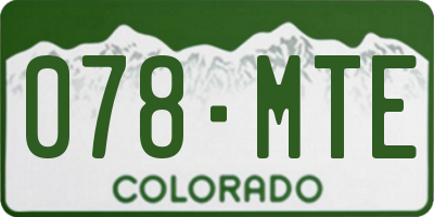 CO license plate 078MTE