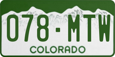CO license plate 078MTW