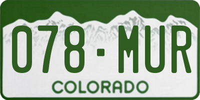 CO license plate 078MUR