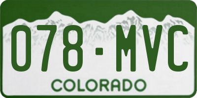 CO license plate 078MVC