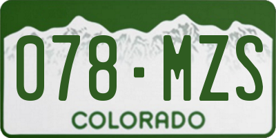 CO license plate 078MZS