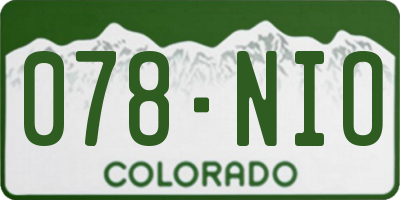 CO license plate 078NIO