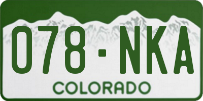 CO license plate 078NKA