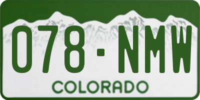 CO license plate 078NMW