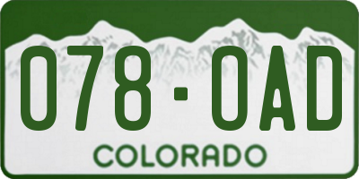 CO license plate 078OAD
