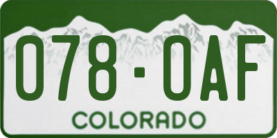 CO license plate 078OAF