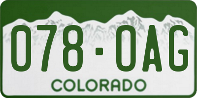 CO license plate 078OAG
