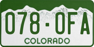 CO license plate 078OFA