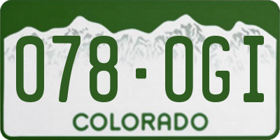 CO license plate 078OGI
