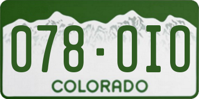 CO license plate 078OIO