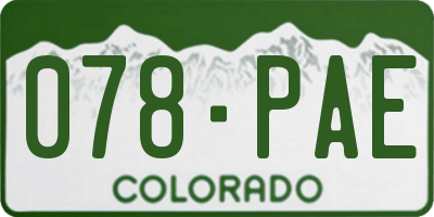 CO license plate 078PAE