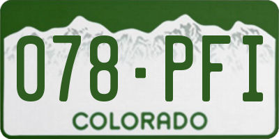 CO license plate 078PFI