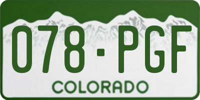 CO license plate 078PGF