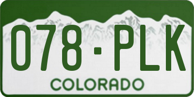 CO license plate 078PLK