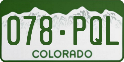 CO license plate 078PQL