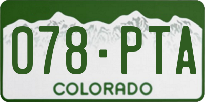CO license plate 078PTA