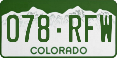 CO license plate 078RFW