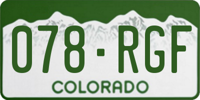 CO license plate 078RGF