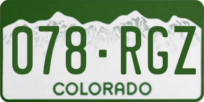 CO license plate 078RGZ