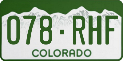 CO license plate 078RHF