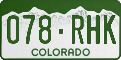 CO license plate 078RHK
