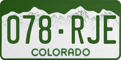 CO license plate 078RJE