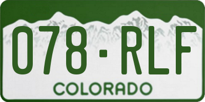 CO license plate 078RLF