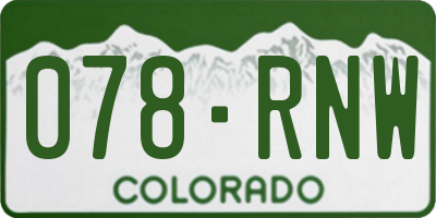 CO license plate 078RNW