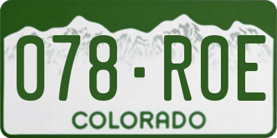 CO license plate 078ROE