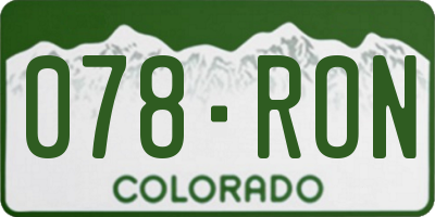 CO license plate 078RON