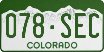 CO license plate 078SEC