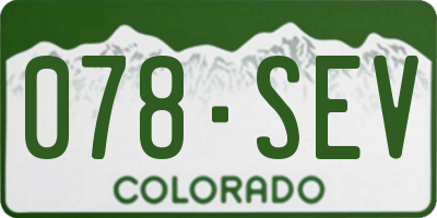 CO license plate 078SEV