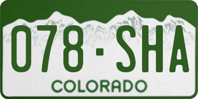 CO license plate 078SHA