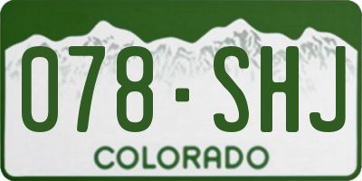 CO license plate 078SHJ
