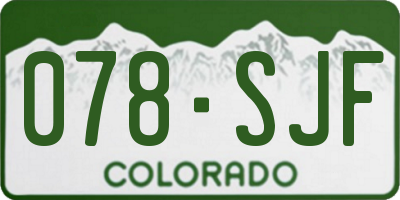 CO license plate 078SJF