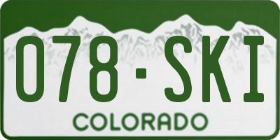 CO license plate 078SKI