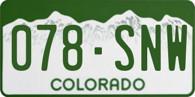 CO license plate 078SNW