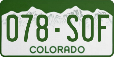 CO license plate 078SOF