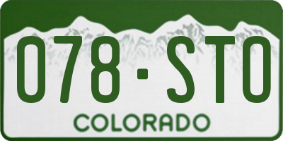 CO license plate 078STO