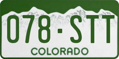 CO license plate 078STT