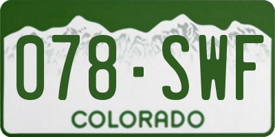 CO license plate 078SWF