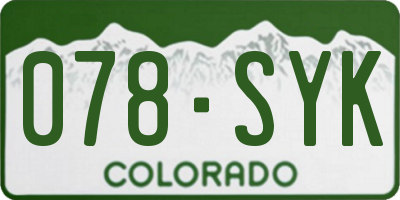 CO license plate 078SYK