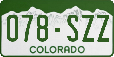 CO license plate 078SZZ